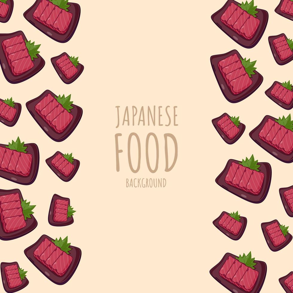 dessin animé sashimi-thon, fond de bordure de cadre de cuisine japonaise vecteur