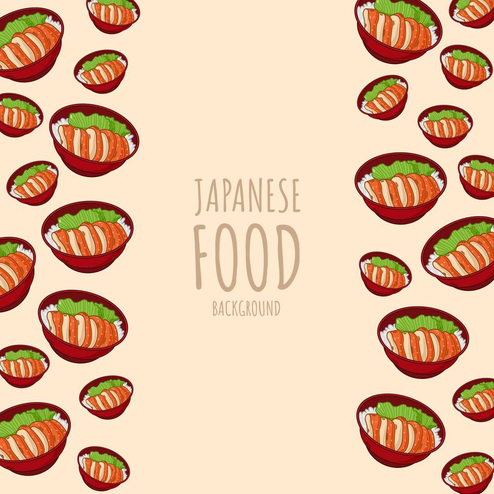 dessin animé poulet teriyaki, fond de bordure de cadre de cuisine japonaise vecteur