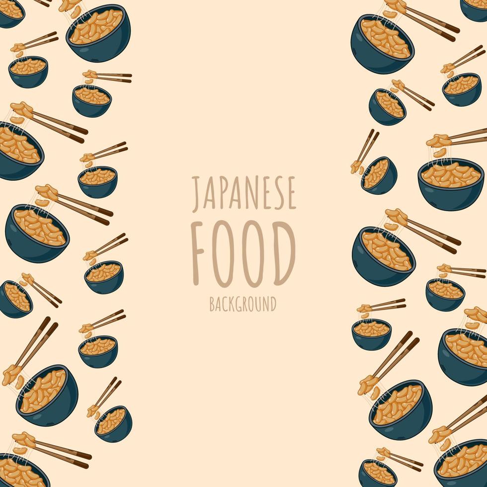 dessin animé natto, fond de bordure de cadre de cuisine japonaise vecteur