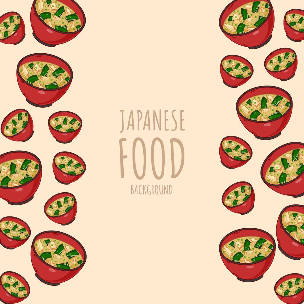 soupe miso de dessin animé, fond de bordure de cadre de cuisine japonaise vecteur