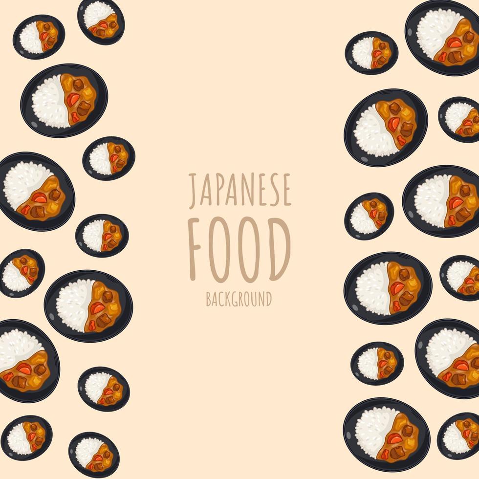 riz au curry de dessin animé, cuisine japonaise fond de bordure de cadre de cuisine japonaise vecteur