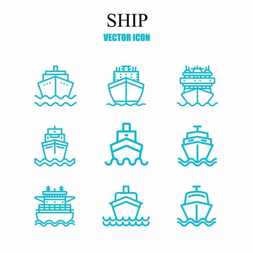 ensemble de modèles d'icônes de navire nautique. illustration vectorielle stock. vecteur