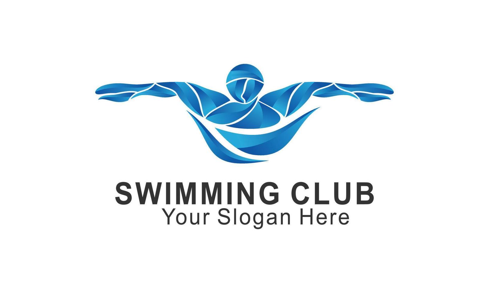 bleu natation logo silhouette mer océan eau vague logo vecteur