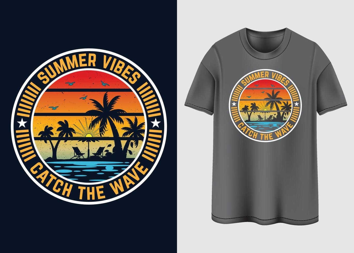 conception de t-shirt de typographie de vibes d'été vecteur