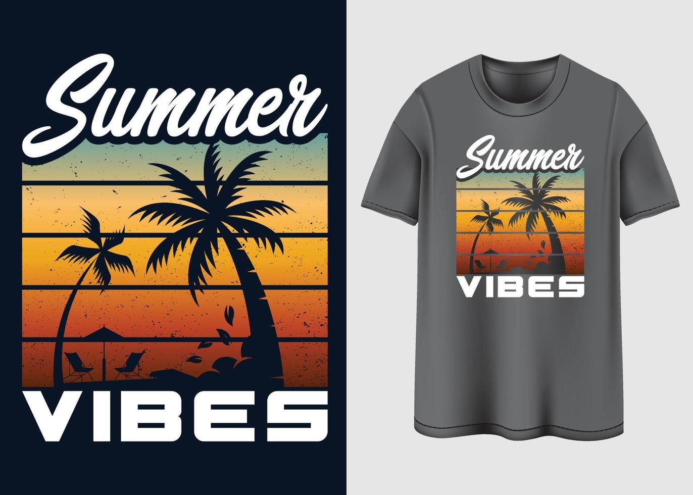 conception de t-shirt de typographie de vibes d'été vecteur