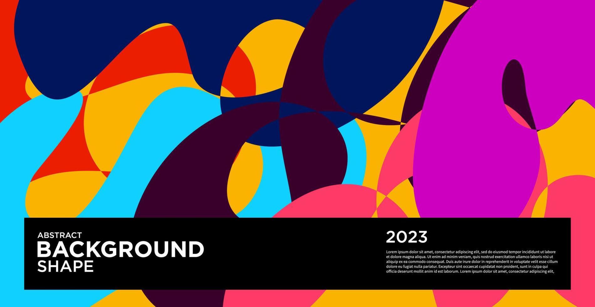 modèle de conception du nouvel an 2023 avec abstrait coloré fluide, arrière-plan coloré, affiche, dépliant, médias sociaux vecteur