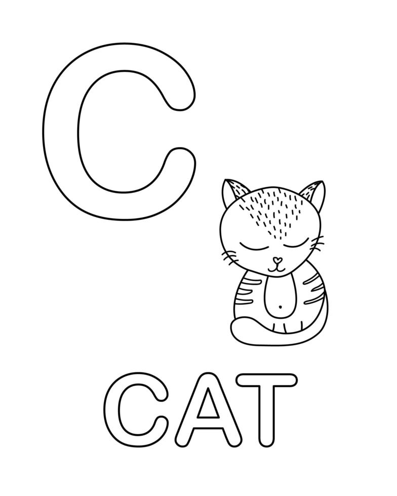 icône de chat mignon avec la lettre c vecteur