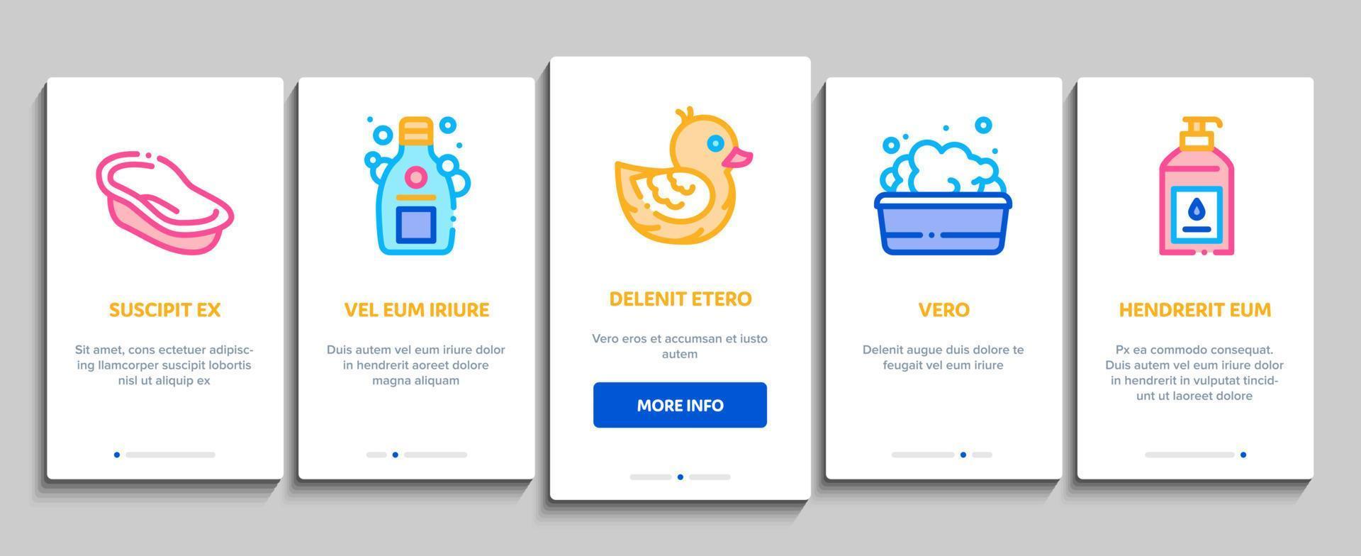 bain bébé outil onboarding éléments icônes ensemble vecteur