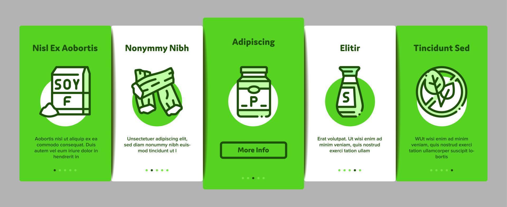 vecteur de jeu d'icônes d'éléments d'intégration de produits alimentaires de soja