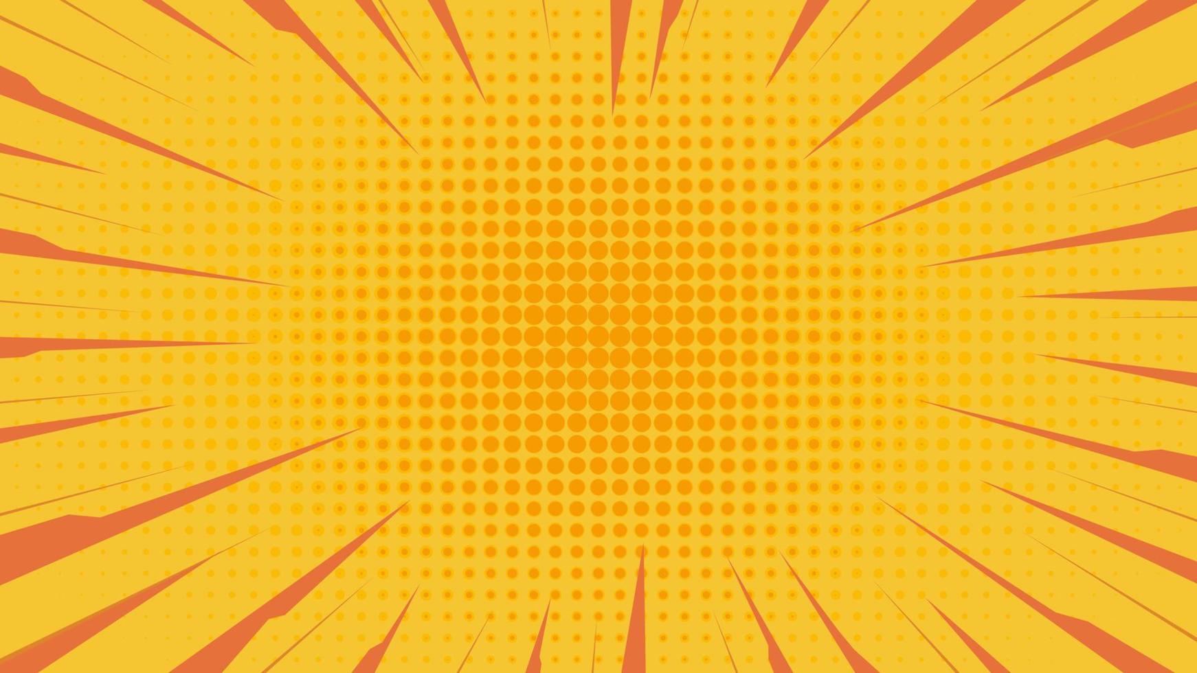 arrière-plan comique. texture pop-art. style de bande dessinée starburst. conception d'anime manga avec effet d'explosion ou d'action pour l'impression. toile de fond orange avec dégradé de demi-teintes. cadre de ligne drôle. illustration vectorielle vecteur