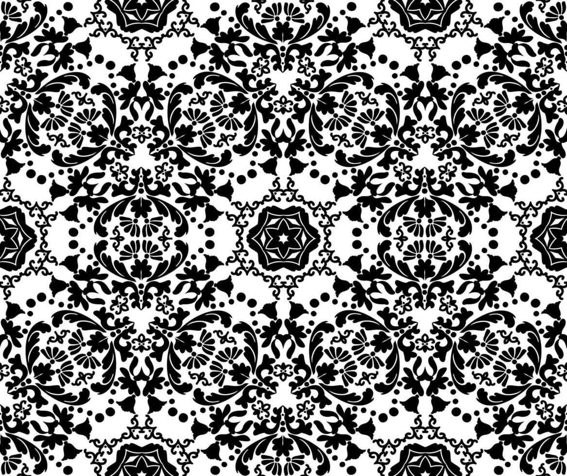 ornement sans soudure de vecteur élégant. riche motif oriental. noir et blanc. pour textiles, papiers peints, carrelages ou emballages.