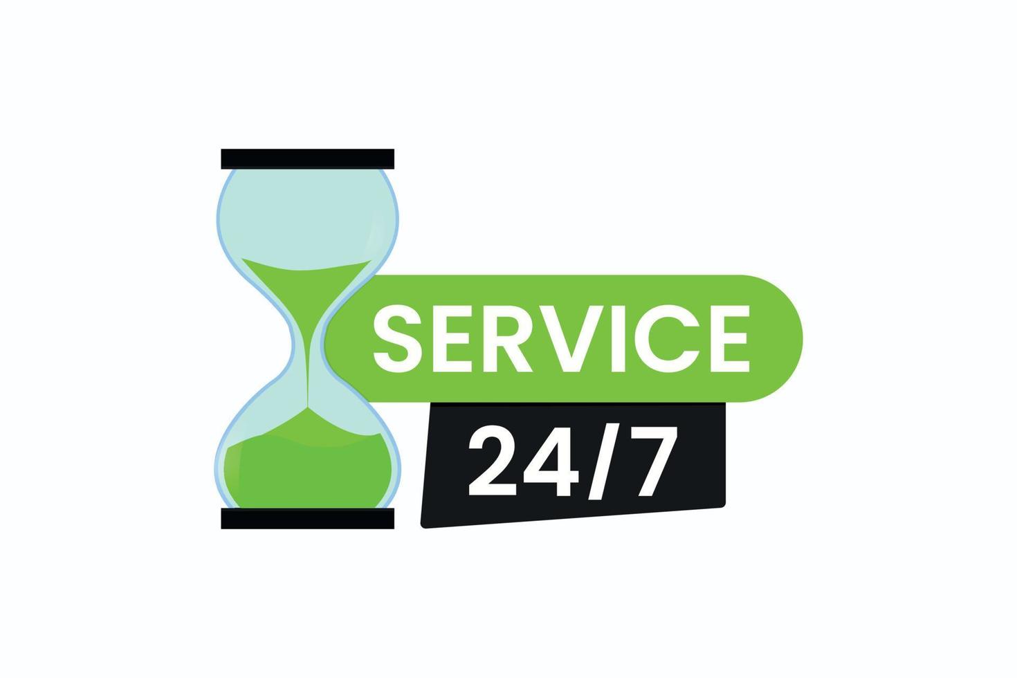 service 24 7 étiquette avec icône vecteur sablier