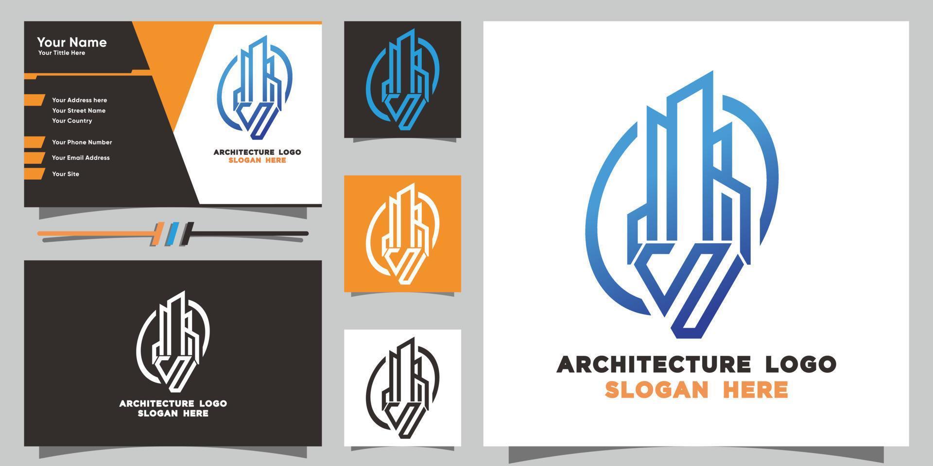 logo de bâtiment d'architecture avec vecteur premium de style moderne créatif