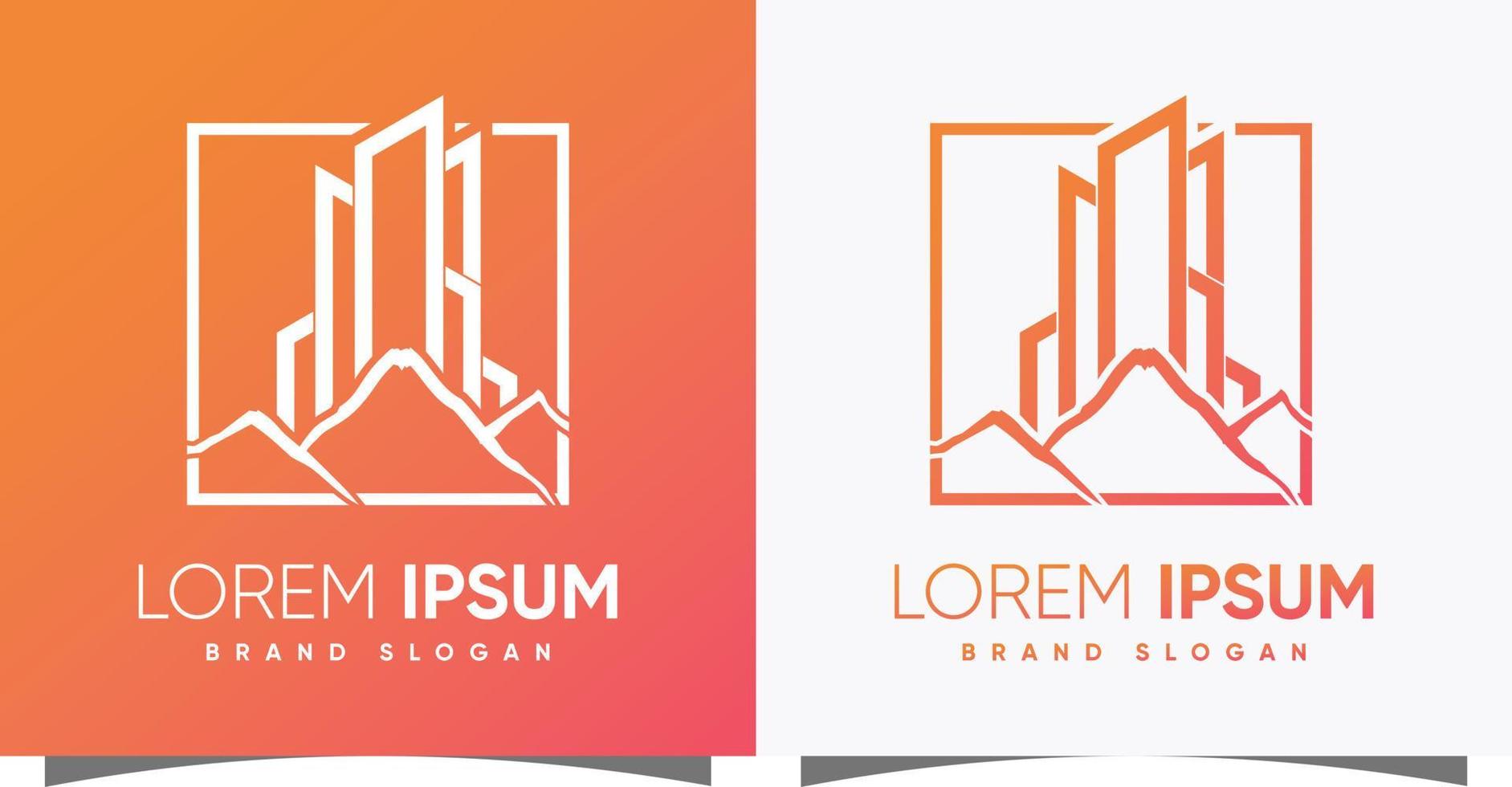 logo de construction avec vecteur premium de style moderne créatif de montagne