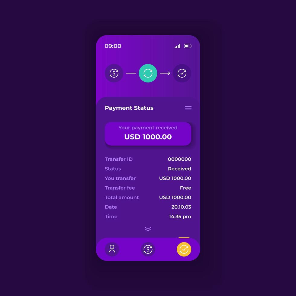 modèle d'interface smartphone application de paiement en ligne. vecteur