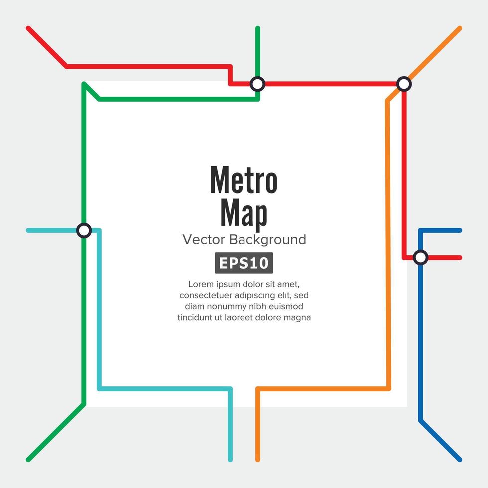 vecteur de carte de métro. illustration de transport en commun rapide. fond coloré avec des stations