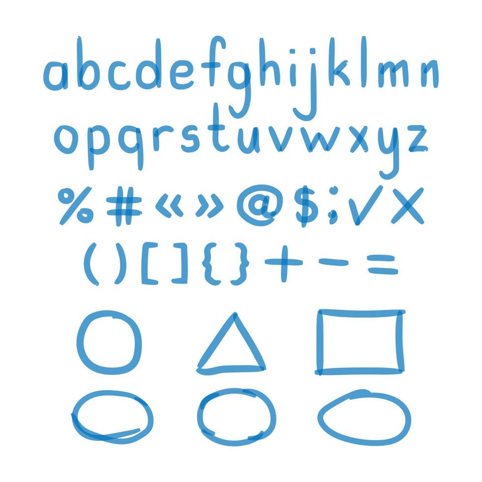 marqueur écrit à la main doodle lettres et vecteur de symboles mathématiques