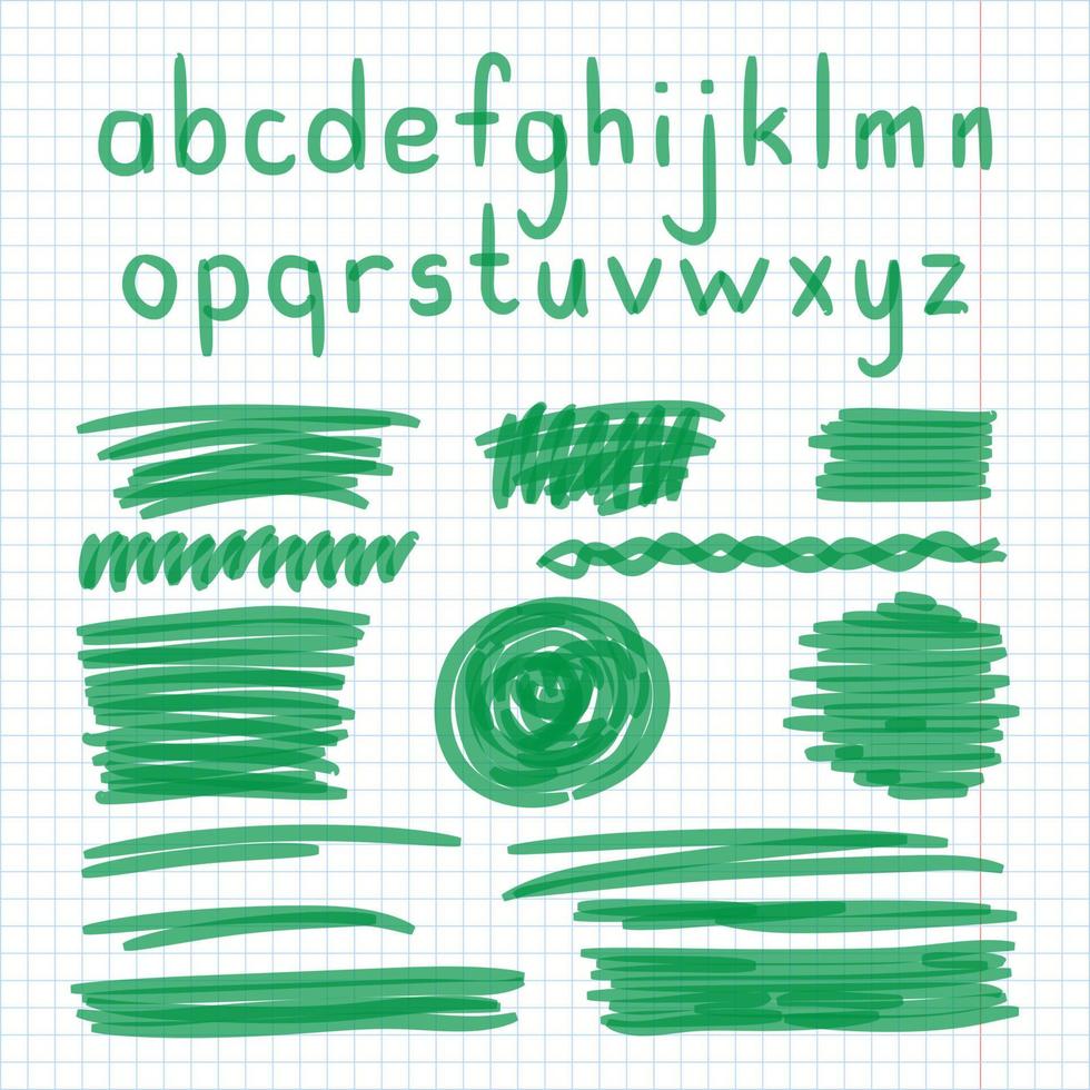 marqueur écrit à la main doodle lettres et symboles vecteur