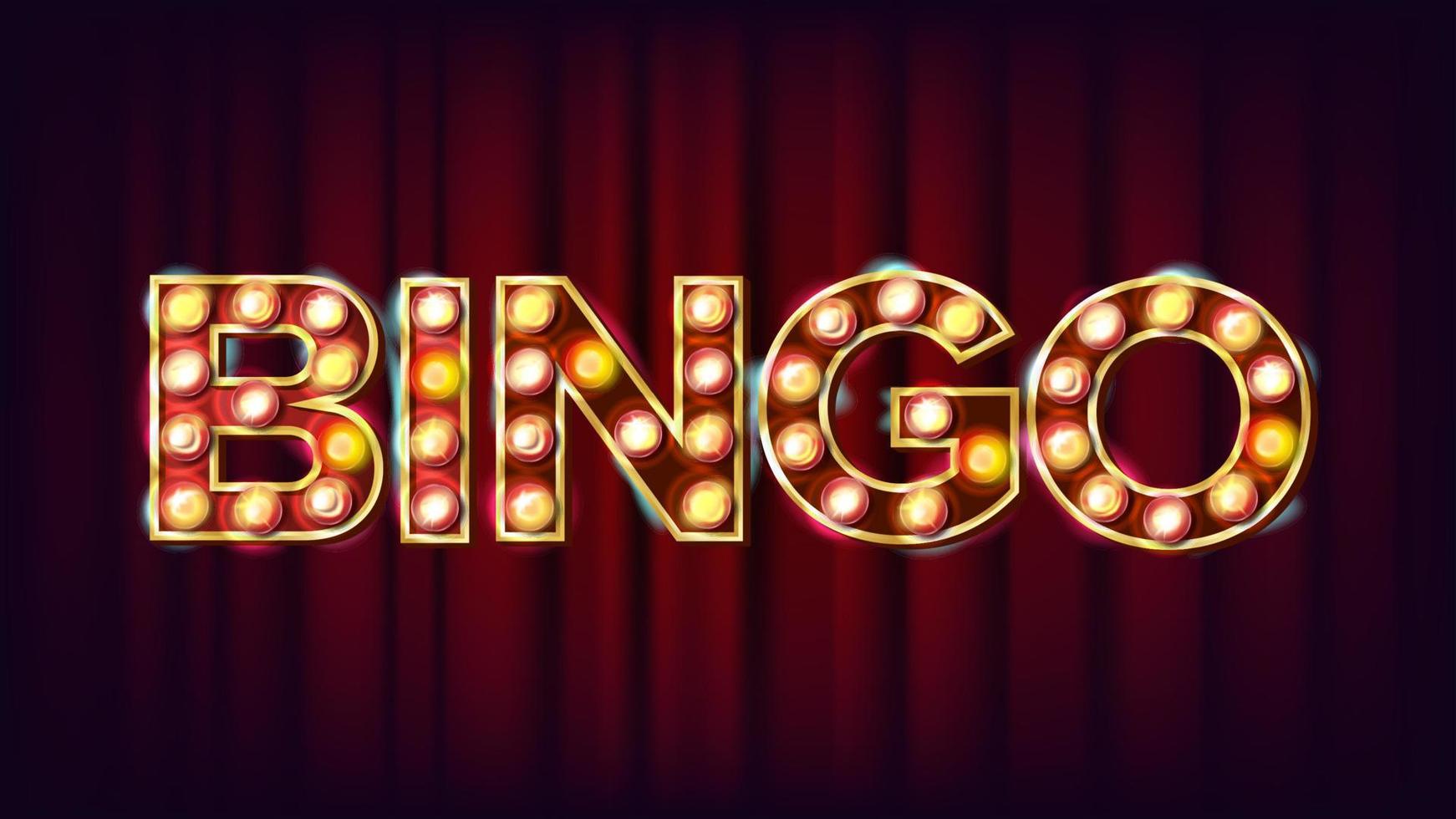 vecteur de bannière de bingo. lampes incandescentes de casino. pour la conception de publicité de fortune. illustration de jeu