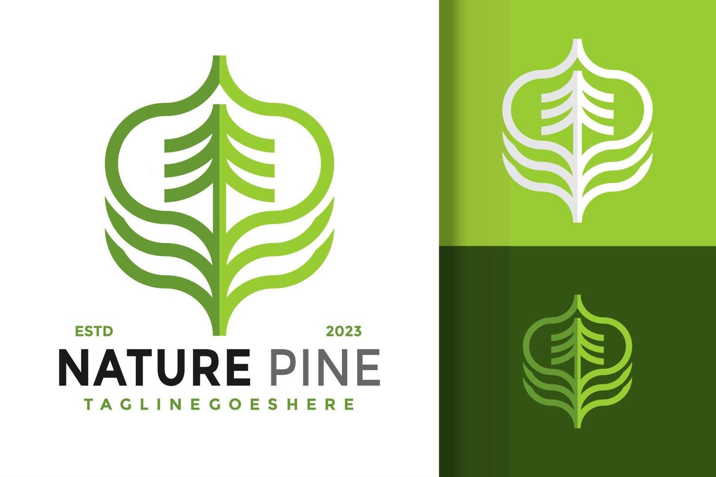 nature feuille arbre pin logo logos élément de conception modèle d'illustration vectorielle stock vecteur