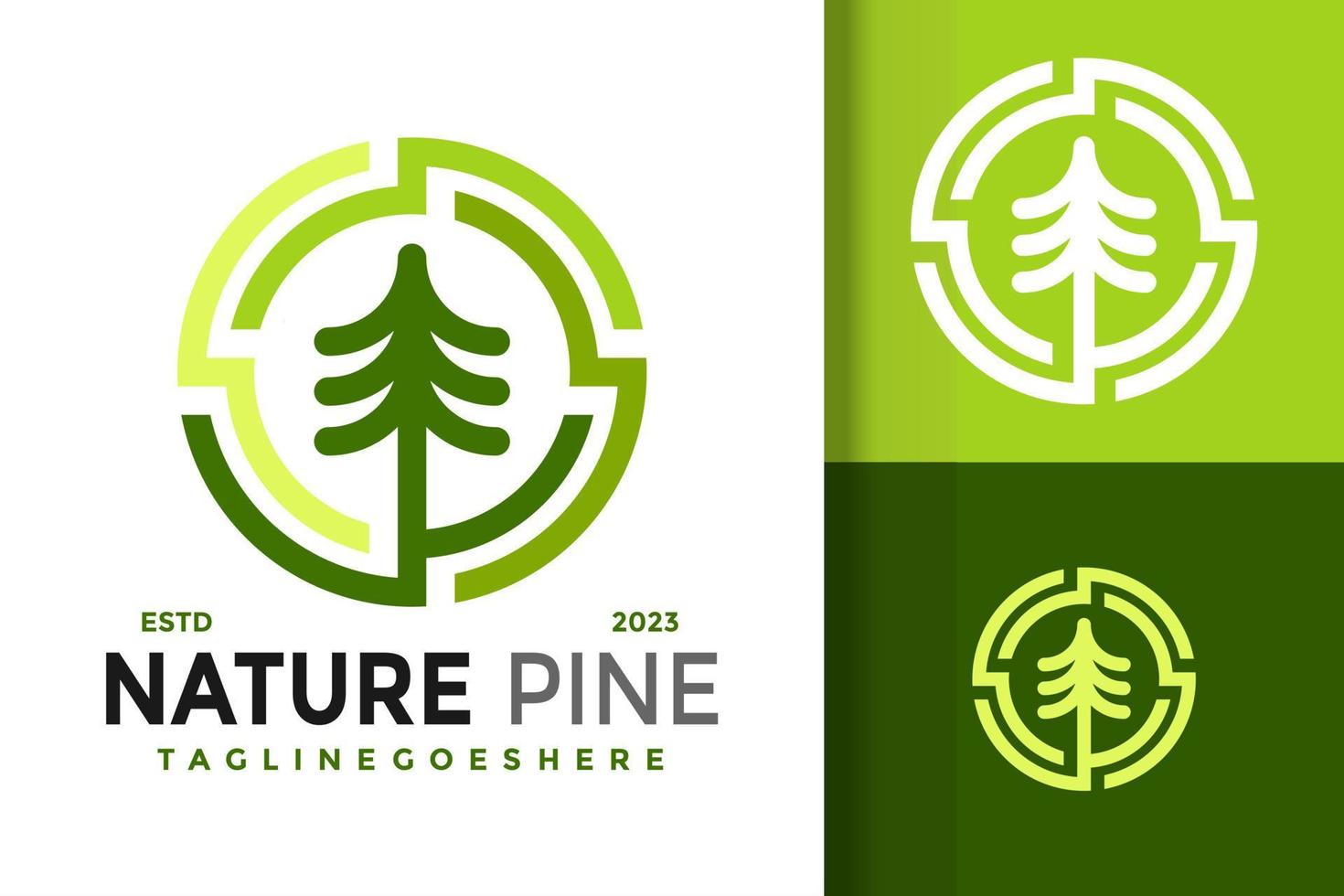 nature arbre pin logo logos élément de conception modèle d'illustration vectorielle stock vecteur