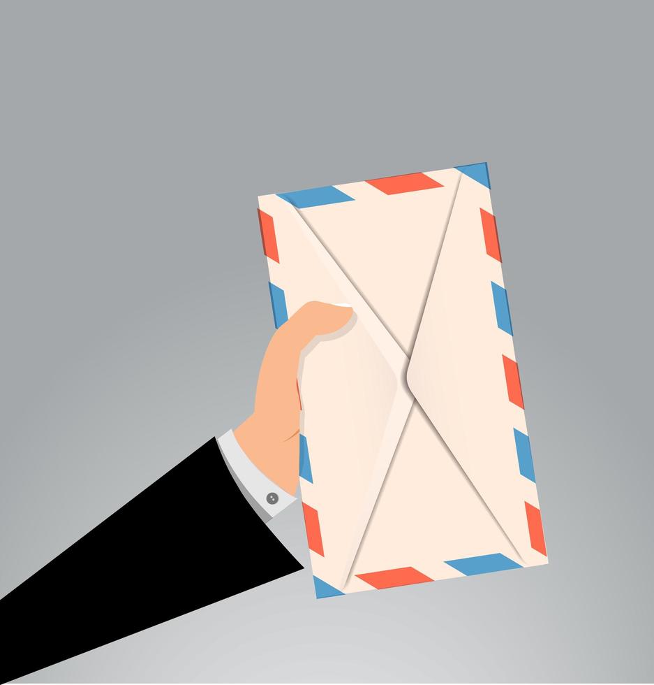 main tenant une lettre enveloppe vecteur