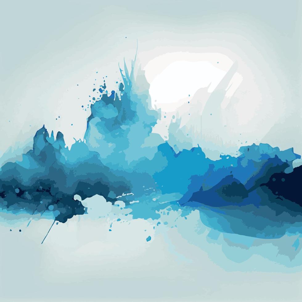 texture aquarelle bleue réaliste sur fond blanc - vecteur