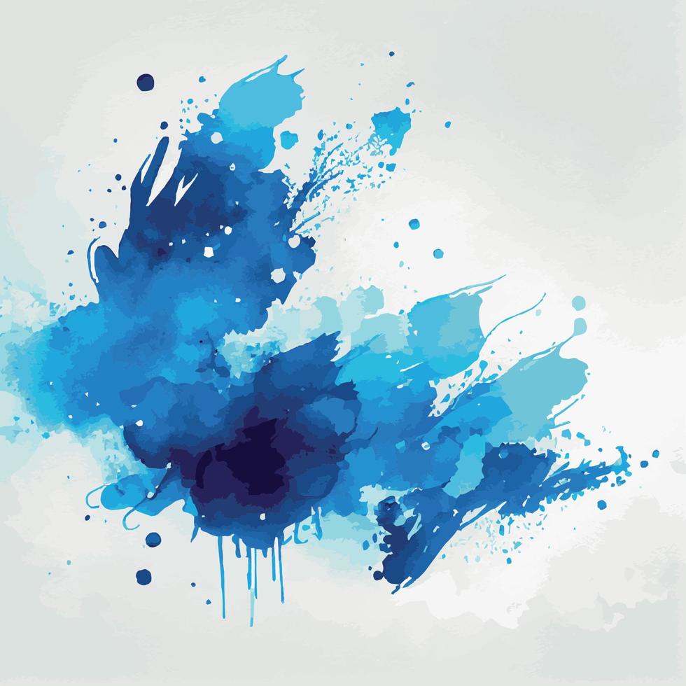 texture aquarelle bleue réaliste sur fond blanc - vecteur