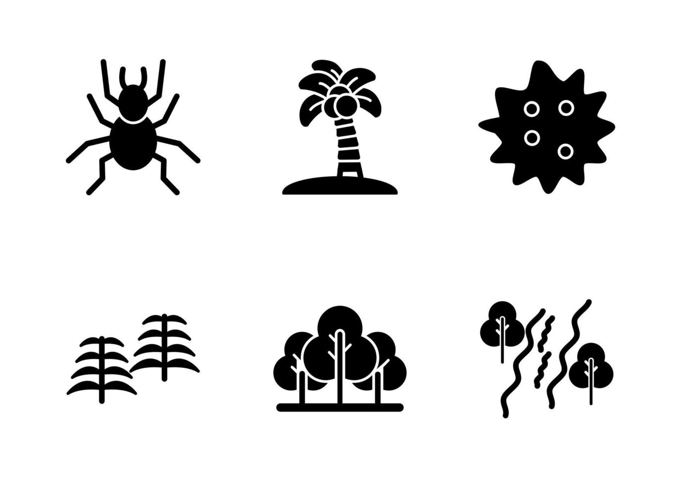 jeu d'icônes vectorielles de la forêt tropicale vecteur
