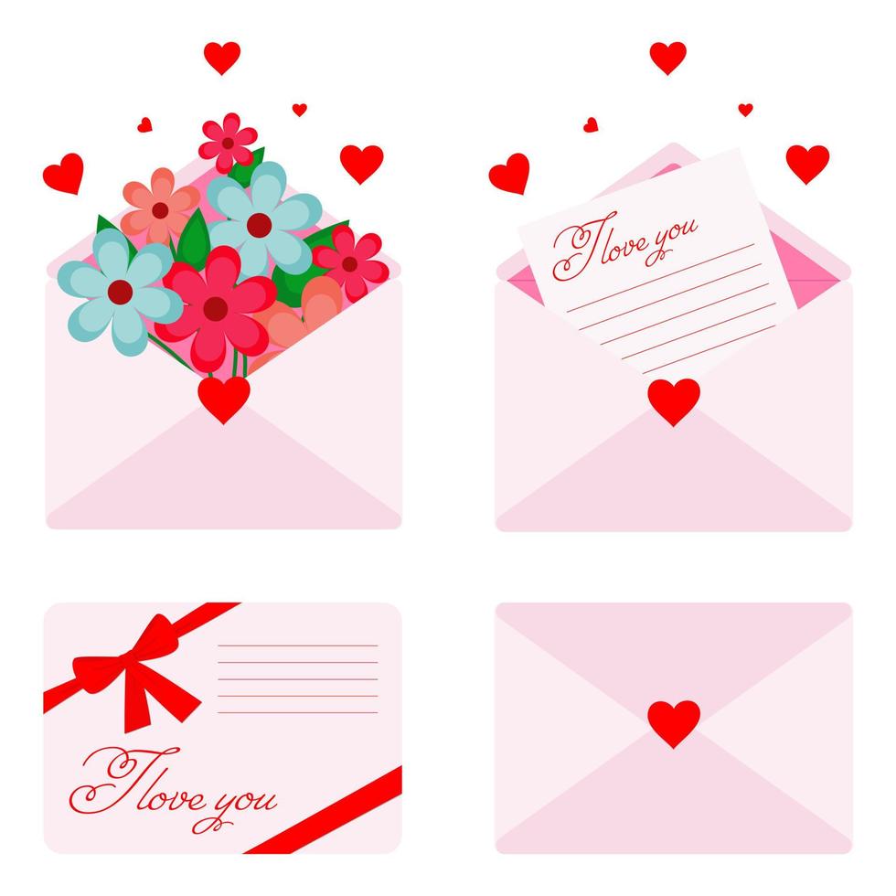 illustration vectorielle. collection d'enveloppes postales. salutations de bonne saint valentin. cadeau vecteur