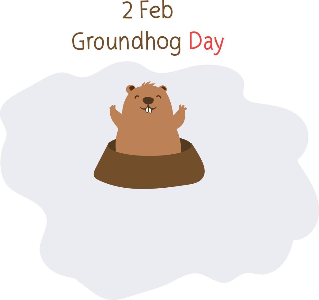 du 2 février au 1er mars est l'illustration vectorielle du jour de la marmotte. vecteur