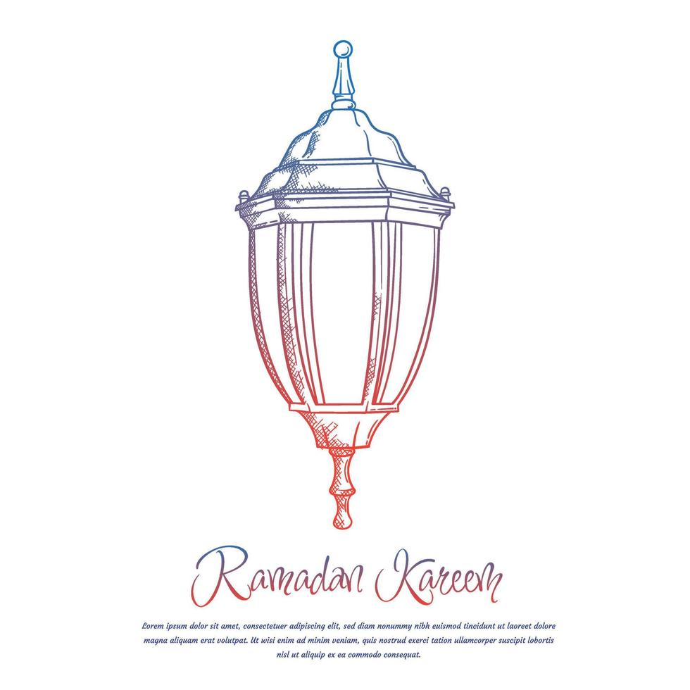 conception de lanterne suspendue pour le modèle de ramadan kareem dans un design dessiné à la main vecteur