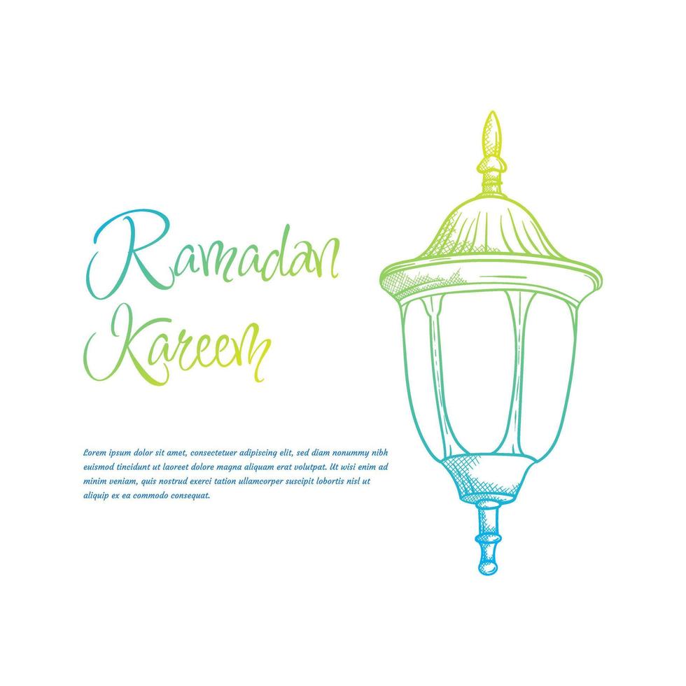 conception de modèle de lanterne pour ramadan kareem dans un design dessiné à la main avec dégradé de couleur vecteur