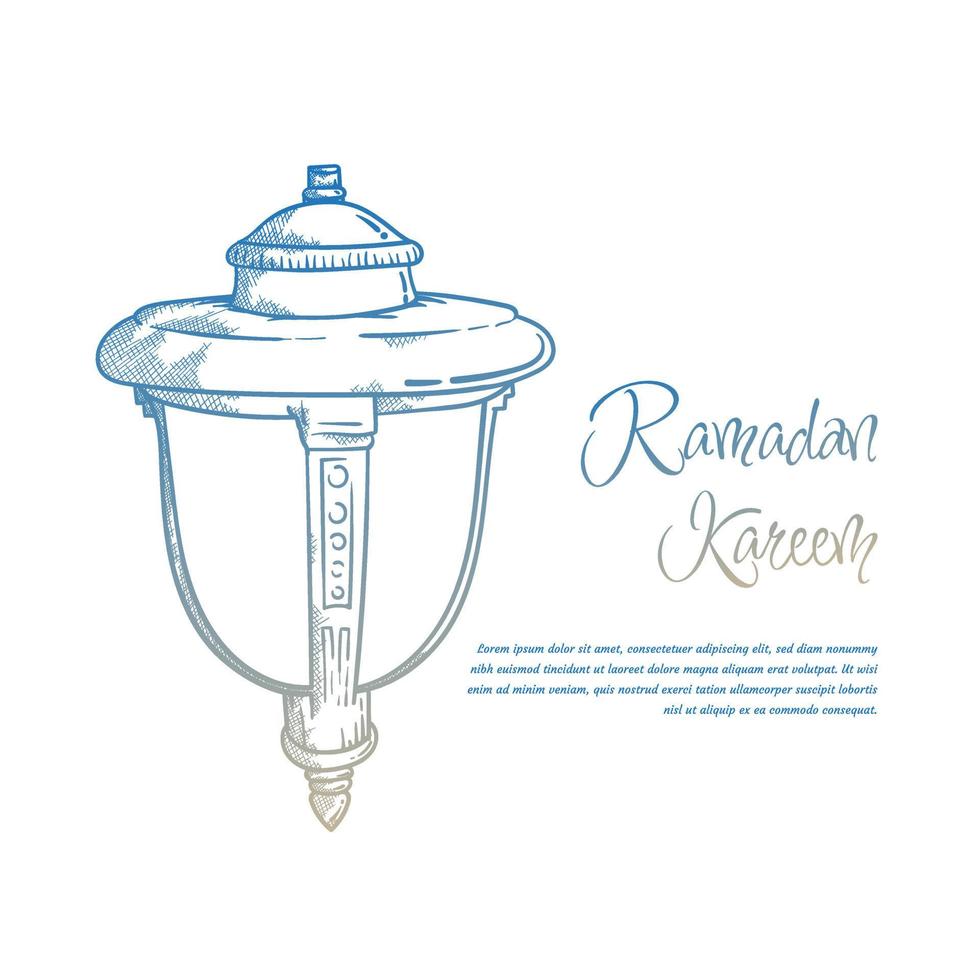 conception de lanterne dans la conception de concept dessiné à la main avec une couleur dégradée pour la conception de modèle de ramadan ou eid vecteur