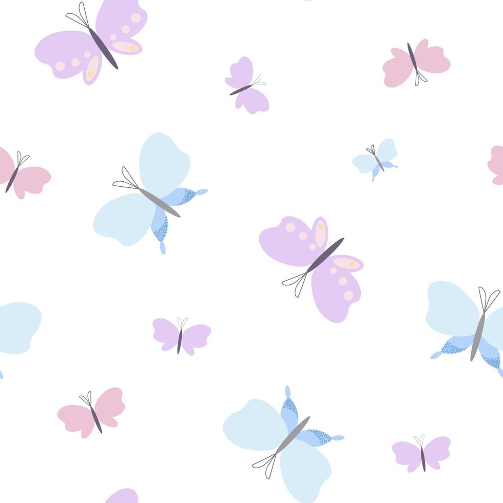 motif harmonieux de papillons de couleur pastel fantaisie, style plat simple d'illustration vectorielle, symbole du printemps, décor de célébration des vacances de Pâques, clipart pour cartes, bannière, décoration de printemps vecteur