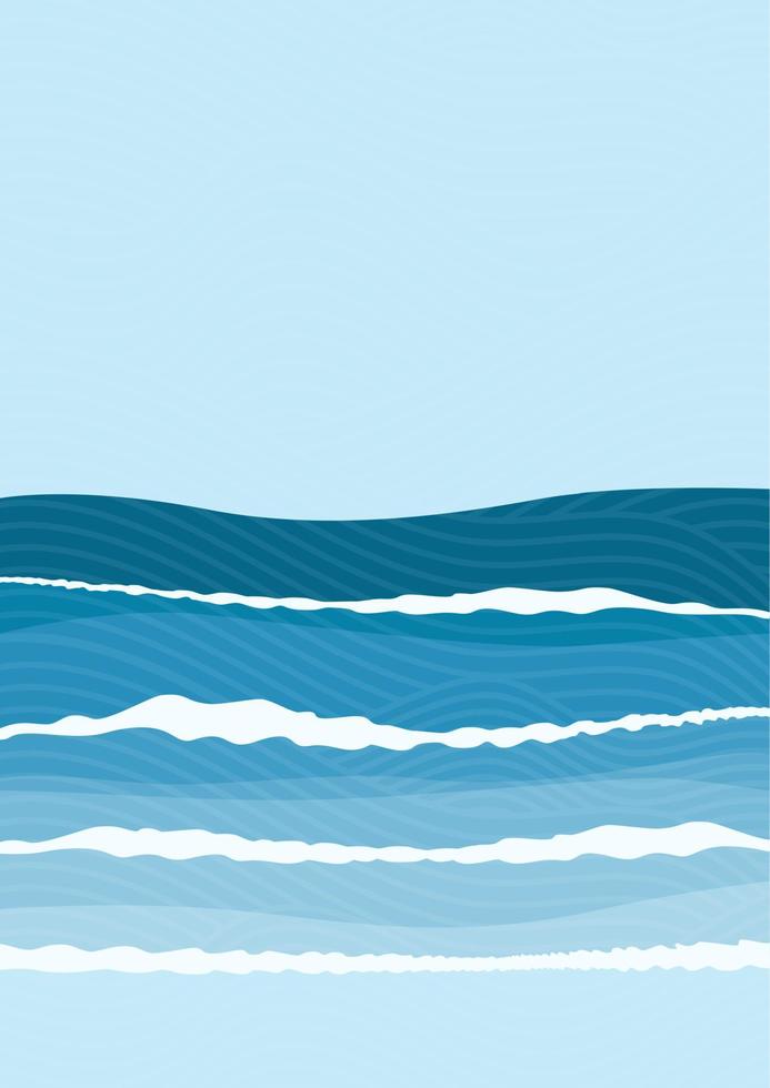 affiche d'illustration esthétique minimaliste des vagues de la mer. paysage de fond contemporain abstrait vague océanique. mer, horizon, vague. illustration vectorielle vecteur