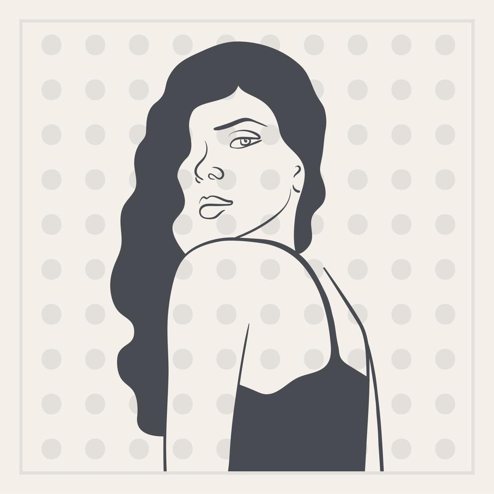 illustration de figure féminine minimaliste abstraite. conception carrée pour les médias sociaux, logo pour boutique, salon de beauté vecteur