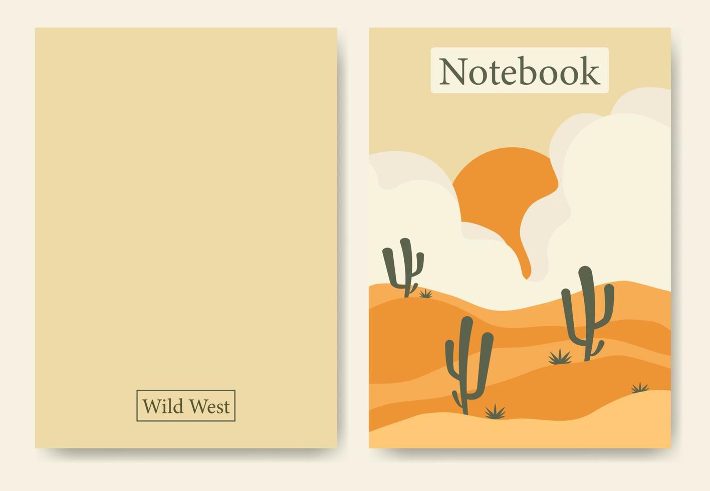 modèle de paysage désertique esthétique pour la couverture de cahier. tons de terre, couleurs beiges. conception de bloc-notes moderne et plat, maquette géométrique vecteur