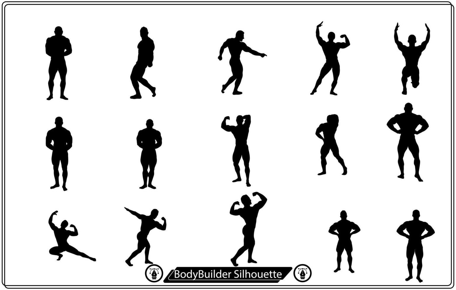 ensemble de silhouettes vectorielles de bodybuilders. vecteur