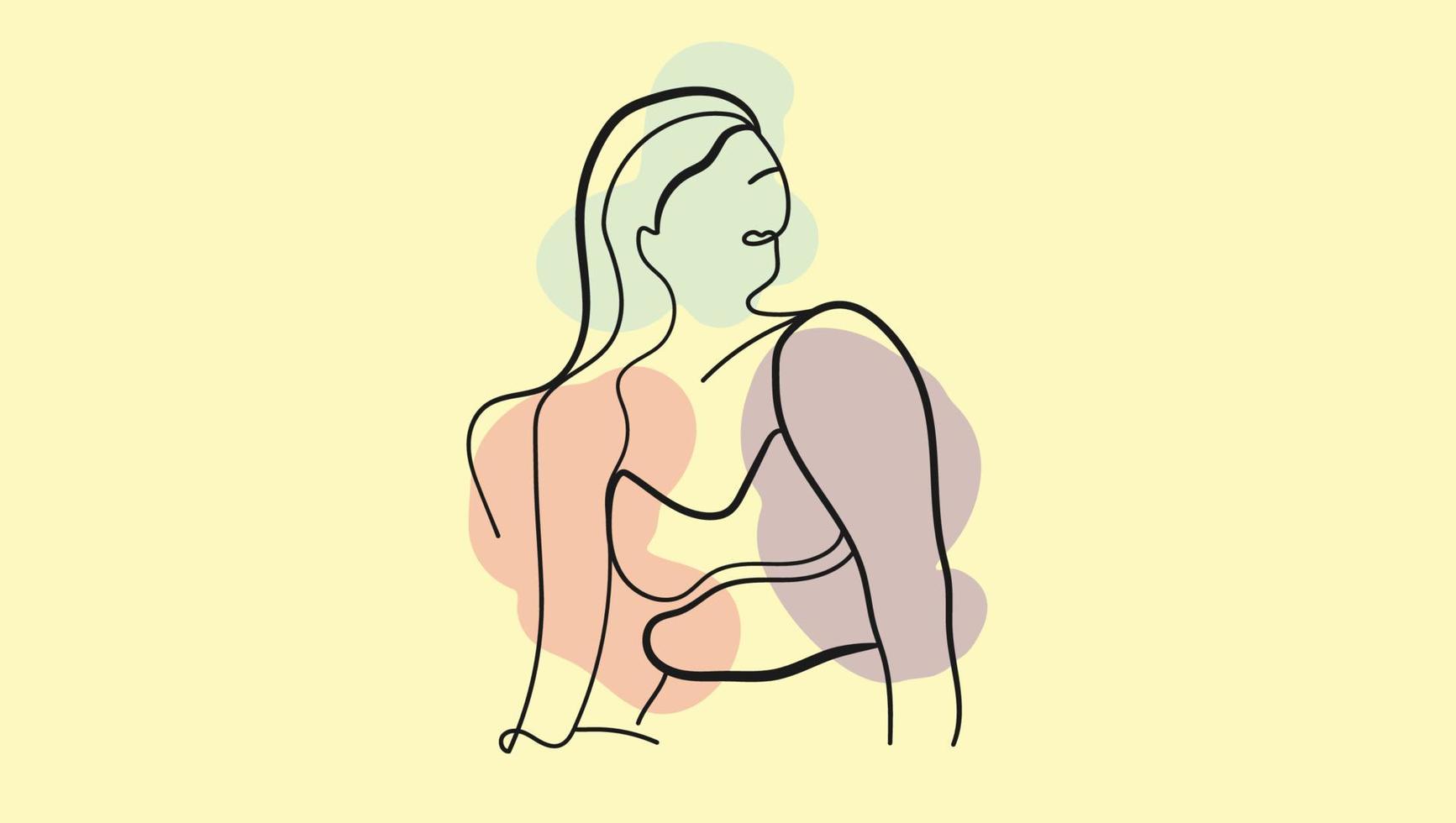 une illustration minimaliste d'une ligne du visage d'une femme sous une forme géométrique abstraite sur un fond vectoriel impression murale boho impression numérique