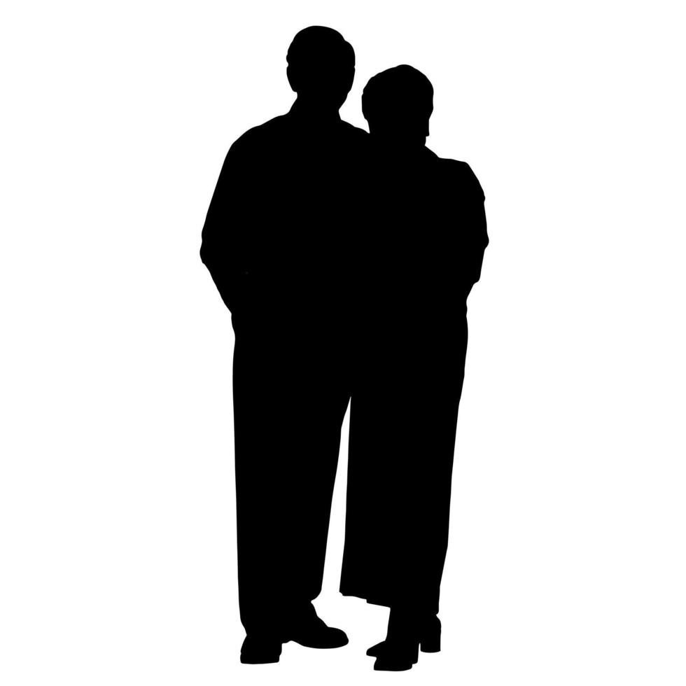 silhouettes vectorielles de couples. forme de couple debout. couleur noire sur fond blanc isolé. illustration graphique. vecteur
