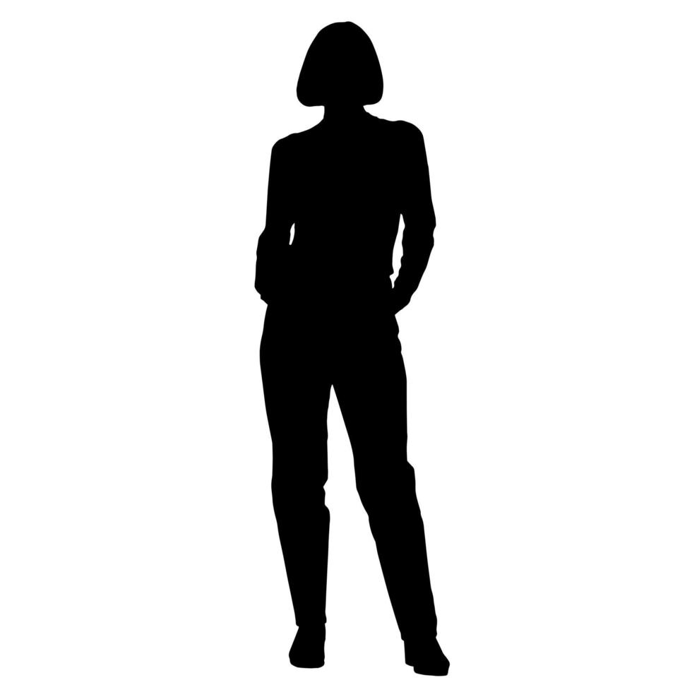 silhouettes vectorielles de femmes. forme de femme debout. couleur noire sur fond blanc isolé. illustration graphique. vecteur