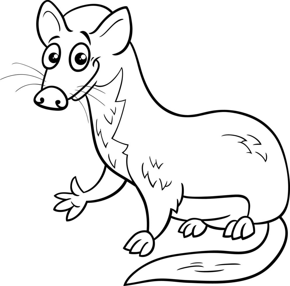 drôle de bande dessinée belette personnage animal coloriage page vecteur