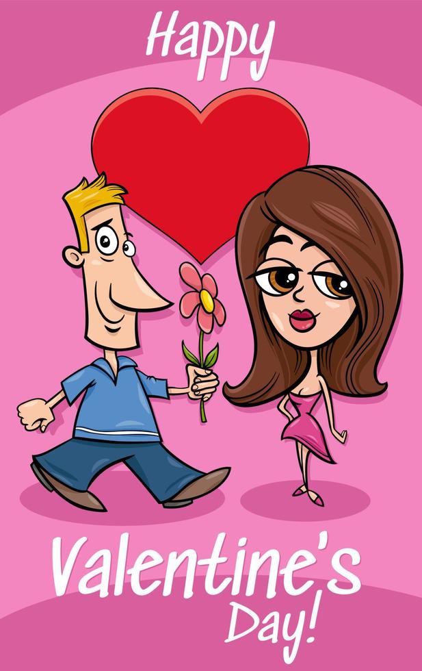 carte de saint valentin avec cartoon couple amoureux vecteur