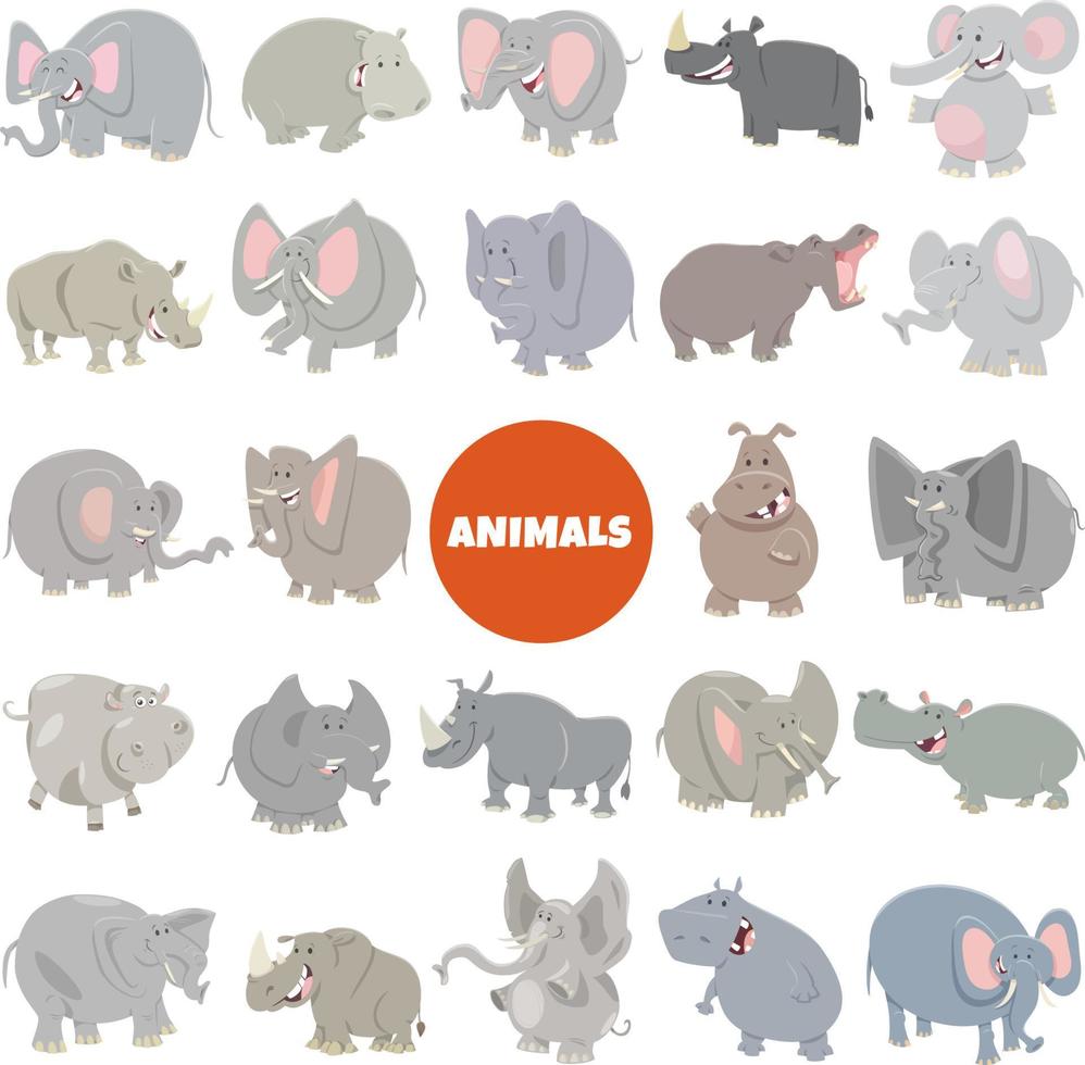 grand ensemble de personnages d'animaux sauvages de dessin animé vecteur