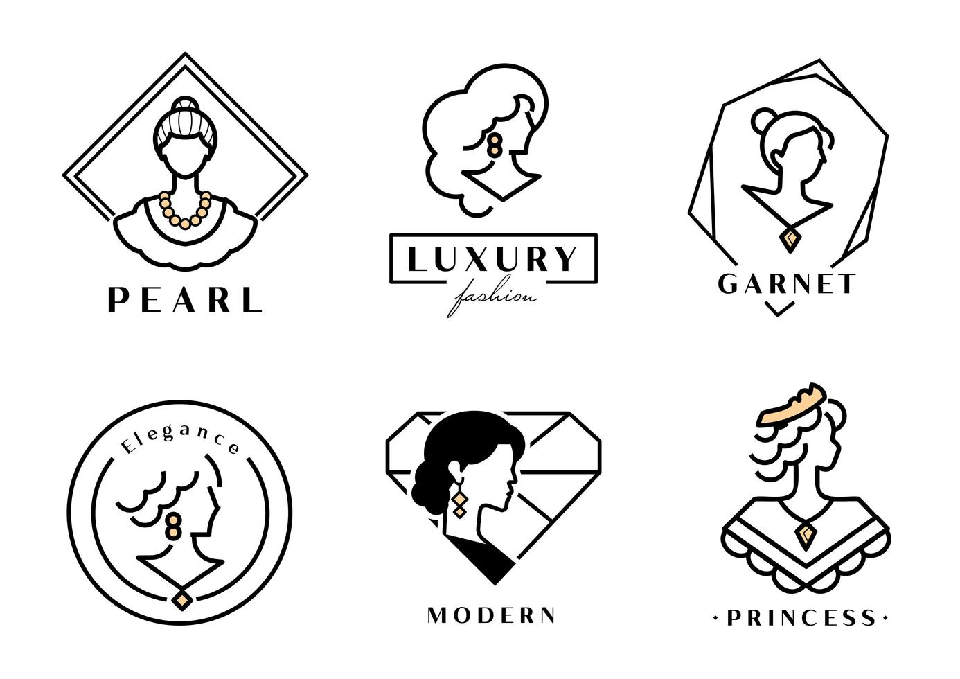 logo de femme de luxe avec bijou vecteur