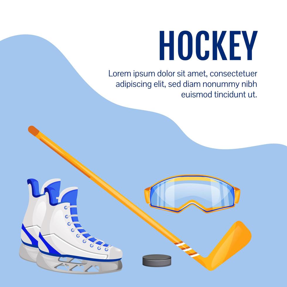 publication sur les médias sociaux de l'équipement de hockey vecteur