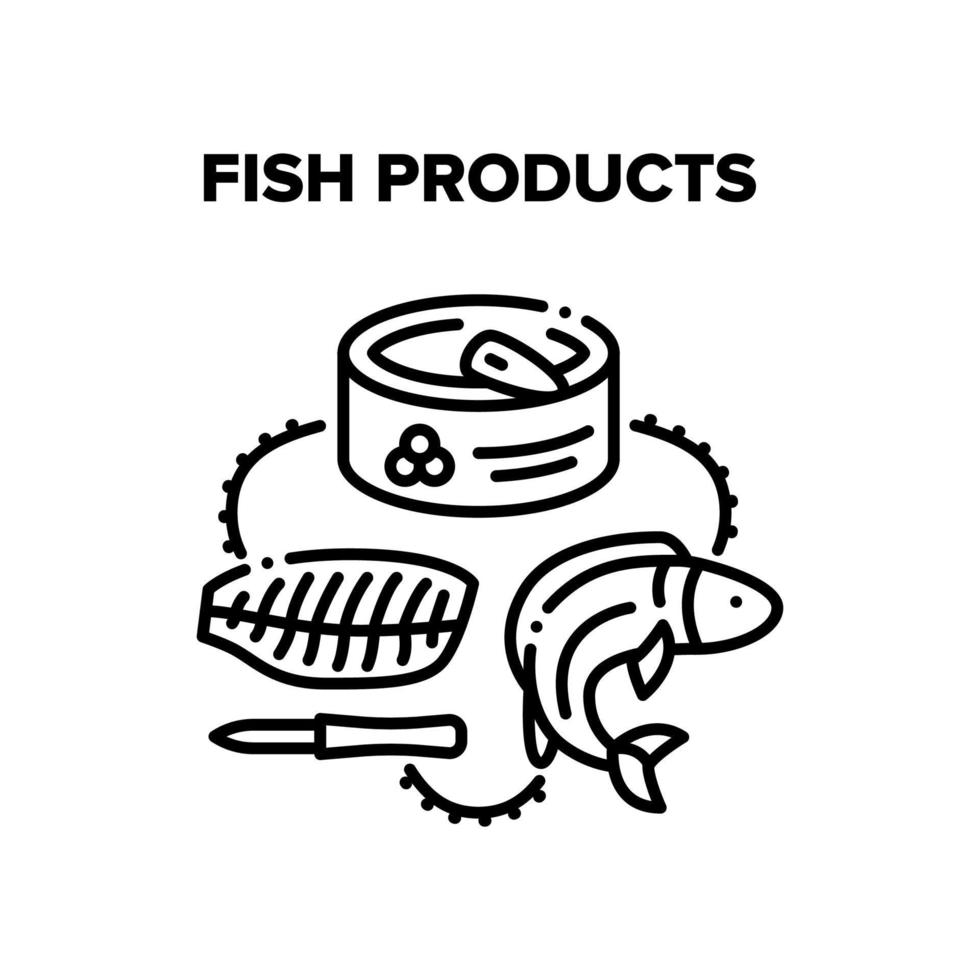 produits de poisson illustrations vectorielles en noir vecteur