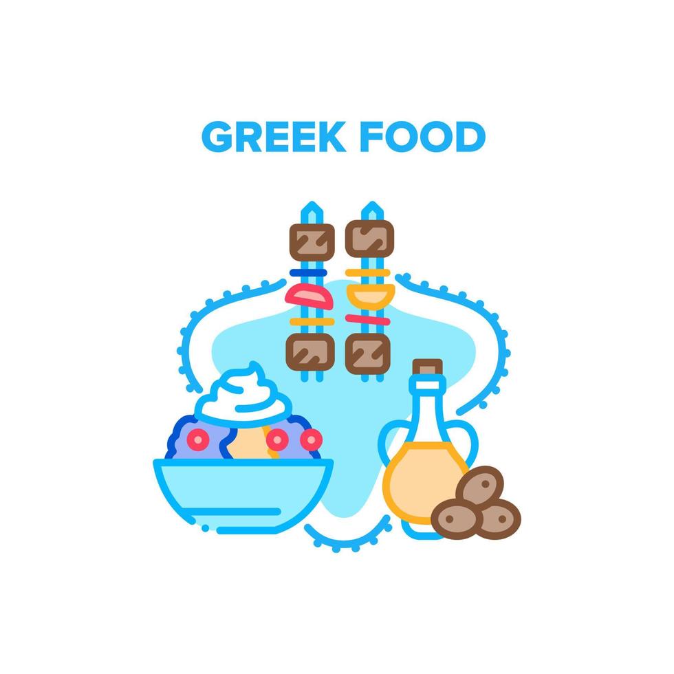 nourriture grecque manger illustration de couleur de concept de vecteur