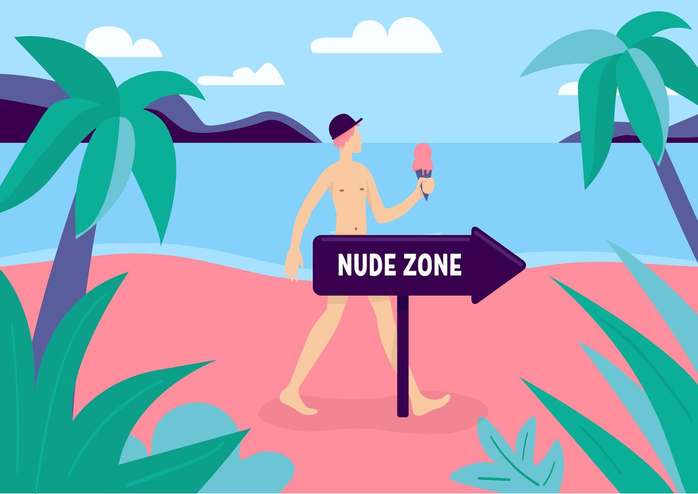 plage de la zone nudiste vecteur